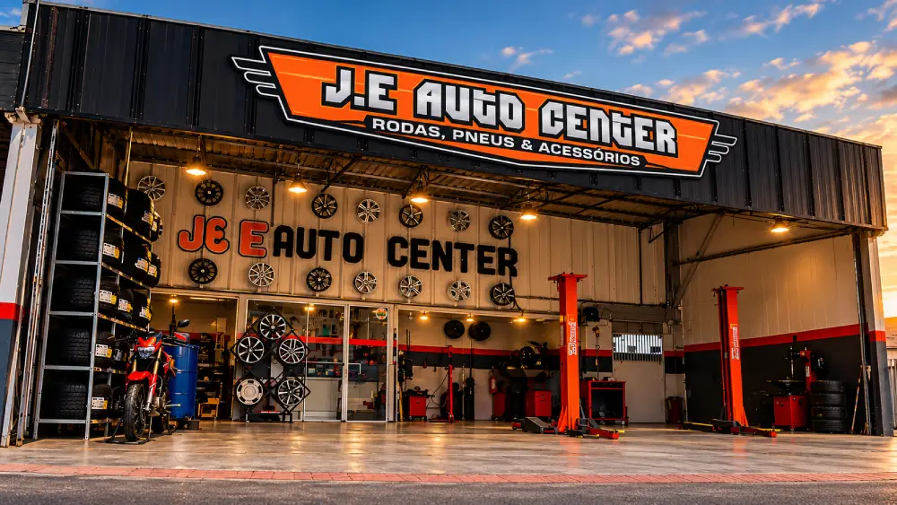 Fachada da J.E Auto Center em Palhoça